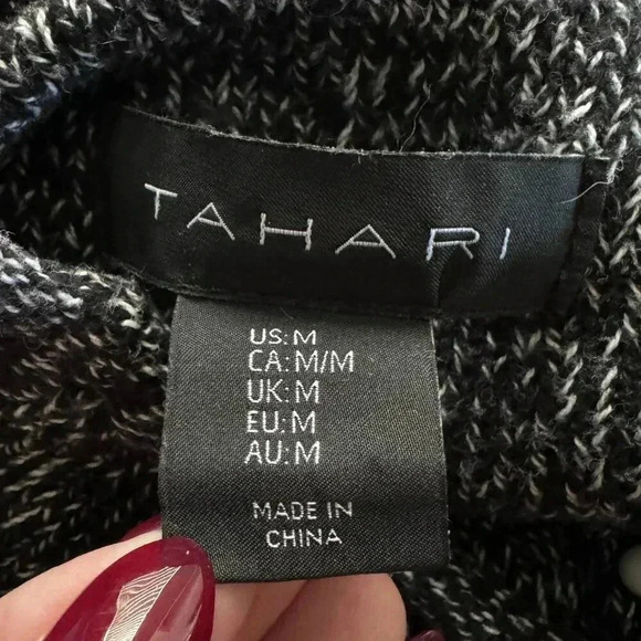 Tahari Roll Neck Sweater | Black Heathered Effect | Medium Large - Picture 8 of 8
